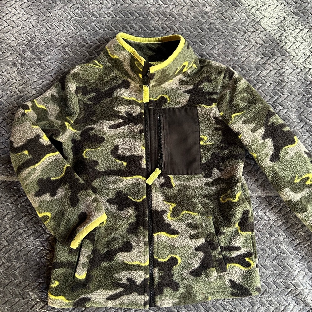 Jumping Beans Camouflage Jacket with Bright Yellow Accents